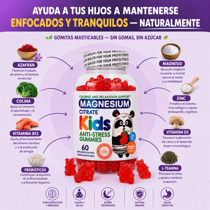 MAGNESIUM KIDS GUMMIES® +GUIA GRATIS PARA APRENDER LAS TABLAS DE MULTIPLICAR