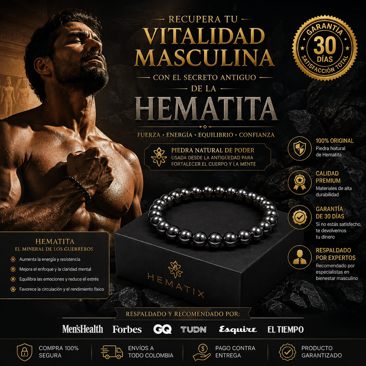 PULSERA HEMATITA®- AUMENTA TU ENERGIA Y VITALIDAD