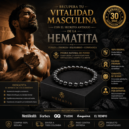 PULSERA HEMATITA®- AUMENTA TU ENERGIA Y VITALIDAD