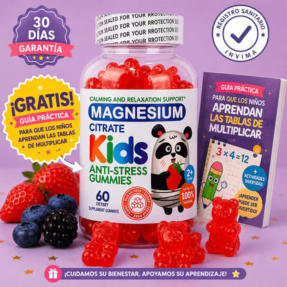 MAGNESIUM KIDS GUMMIES® +GUIA GRATIS PARA APRENDER LAS TABLAS DE MULTIPLICAR
