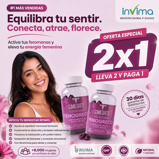 GOMITAS DE FEROMONAS DE FENOGRECO®  2X1- Tu pareja lo notara en la primera semana