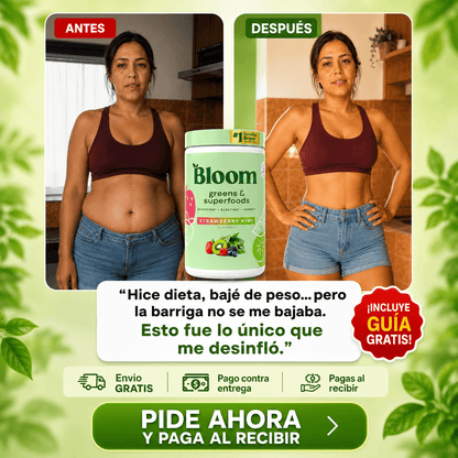 Bloom Greens - Una cucharada al día y recupera tu figura desde adentro + guia gratis de recetas saludables