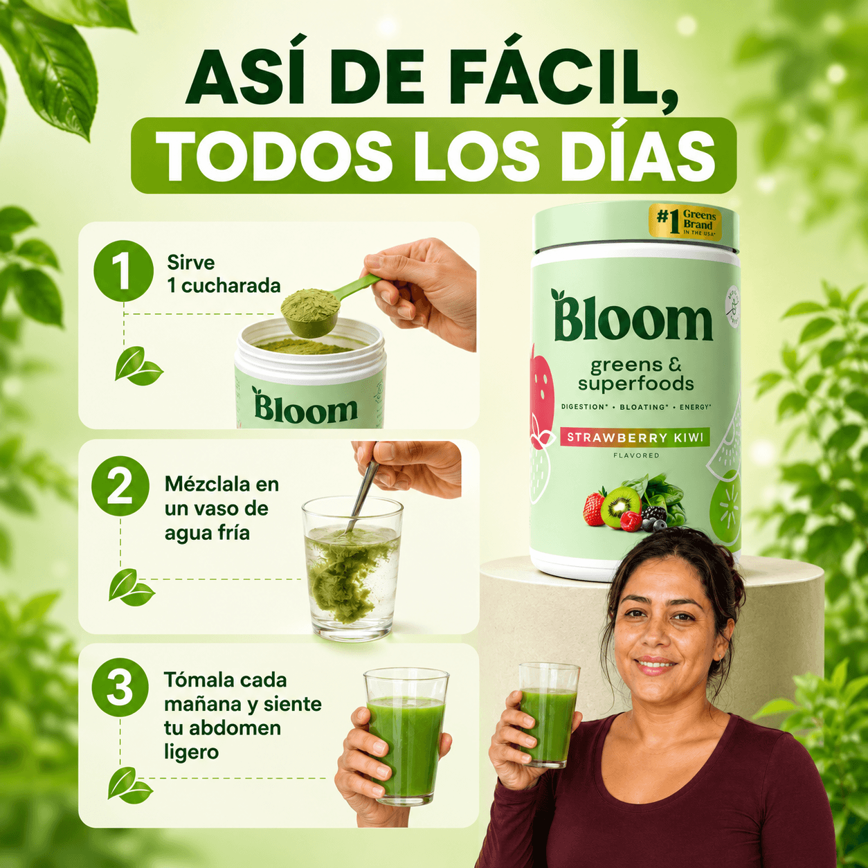 Bloom Greens - Una cucharada al día y recupera tu figura desde adentro + guia gratis de recetas saludables
