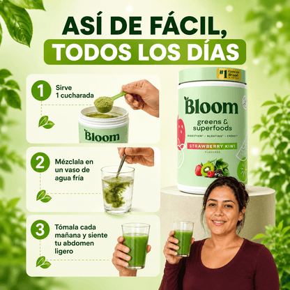 Bloom Greens - Una cucharada al día y recupera tu figura desde adentro + guia gratis de recetas saludables
