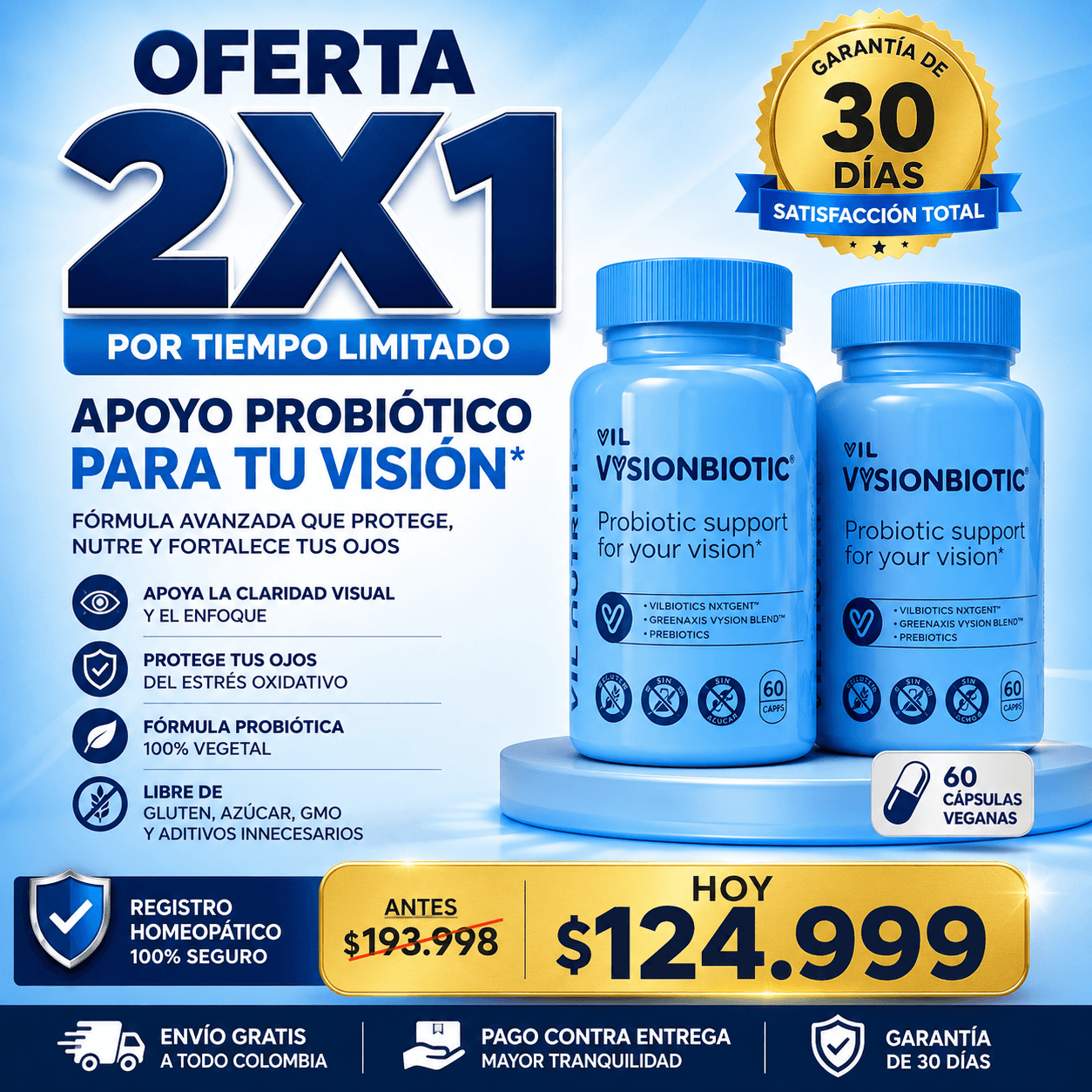 VIL Vysion® 2X1- 15 en 1 Fórmula avanzada para los ojos +  GUIA GRATIS PARA MEJORAR EL CUIDADO DE TU VISIÓN