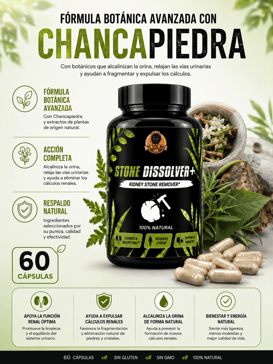 STONE DISSOLVER™  - Fórmula botánica avanzada con hierba Chancapiedra